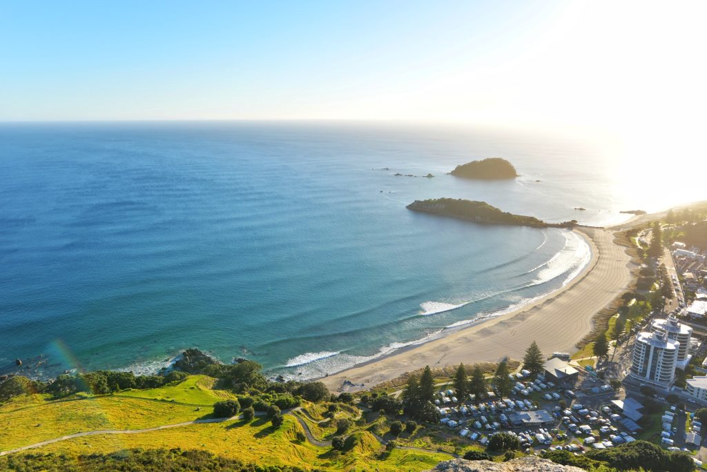 aerial view of mount maunganui beach 