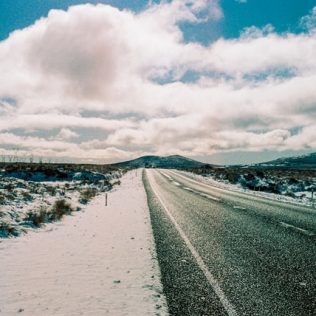 snow covered road in ruapehu