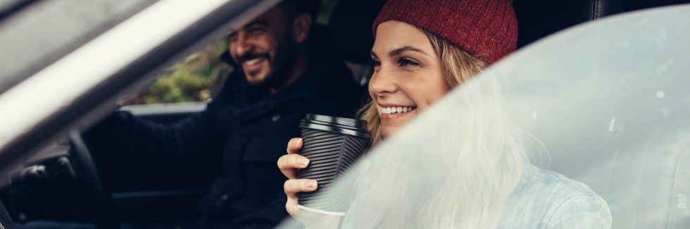 young couple in car