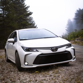 white car on roadside